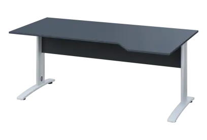 EZK 18 - 184 stůl kancelářský, rohový, pravý, kovová podnož bílá, deska 18 mm, široký 1800 mm, antracit